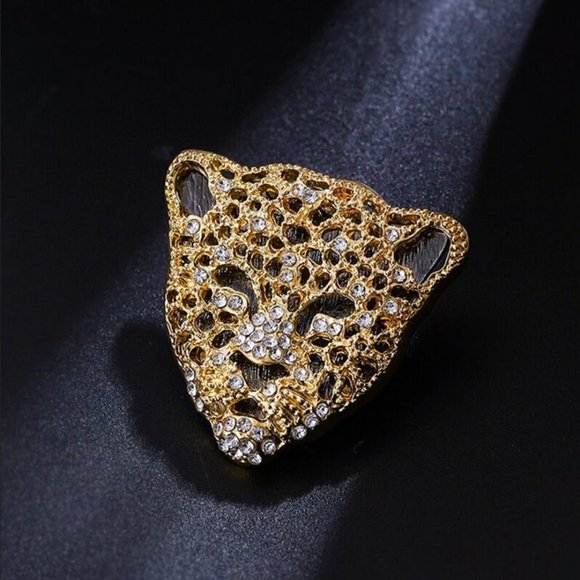 14K Gold Jaguar Brooch Lapel Pin Womens 2ct Diamond Suit Broach 14 Karat Jewelry main image 8
